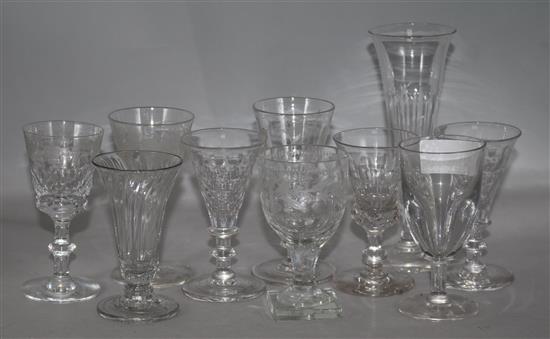 A collection of ten late 18th and early 19th century wine and liqueur glasses